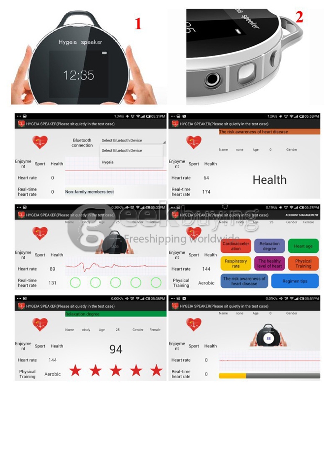 Hygeia Speaker Portable Touch Screen Smart Bluetooth Speaker with Heart Rate Health Detection