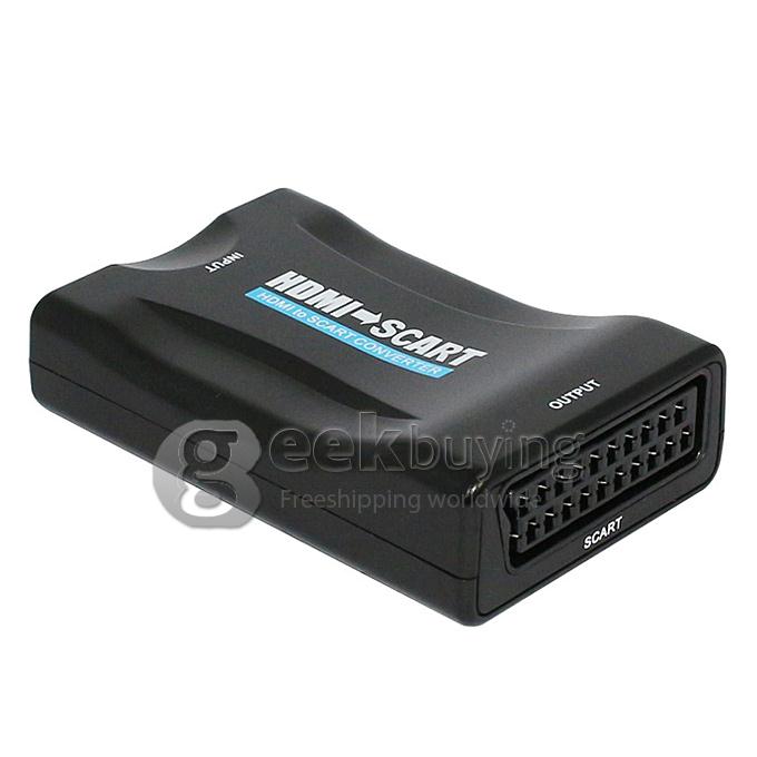 US Plug HDMI to SCART Composite Video Converter Stereo Audio Adapter SKY HD Blu-Ray