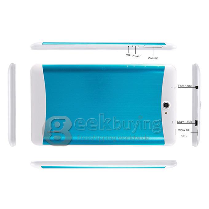 PX702 MTK8312 7 Inch 3G Phone Call Tablet PC Android 4.4 OS 4GB ROM GPS Bluetooth Phablet - Blue+White