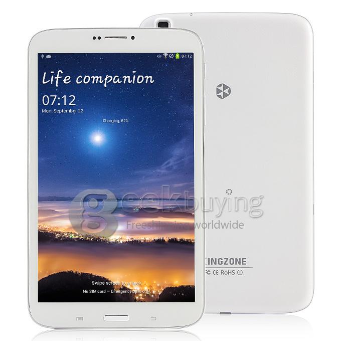 Kingzone KingPad 1 MTK6582 Quad Core 8.0 Inch Phablet Android 4.3 IPS 1GB RAM 8GB ROM 3G GPS Phone Call WCDMA OTG - White