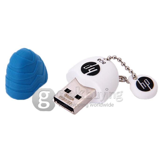 HP V270 Egg Shape 8GB USB 2.0 High Speed Flash Drive U Disk Memory Stick USB Drive with Keychain - Blue + White