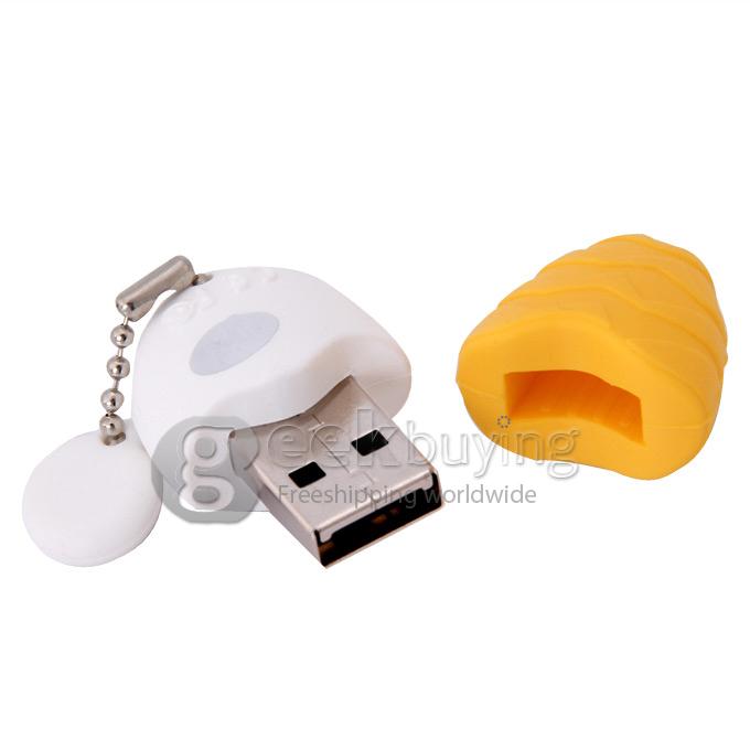 HP V270 Egg Shape 16GB USB 2.0 High Speed Flash Drive U Disk Memory Stick USB Drive with Keychain - Yellow + White