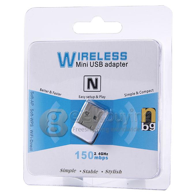 2.4GHz 802.11n 150mbps Wireless Mini USB Adapter Network card Soft AP/Soft WPS/WIFI Direct - White