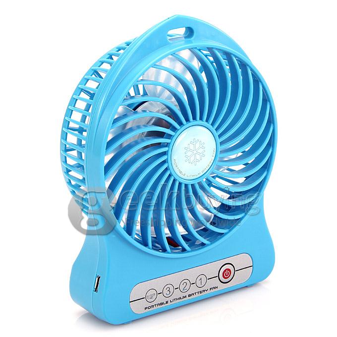 Super Big Wind Portable 3 Gears USB / Batery Fan with 2200mAh 16850 Lithium Battery Working Time 7.5 Hours - Blue