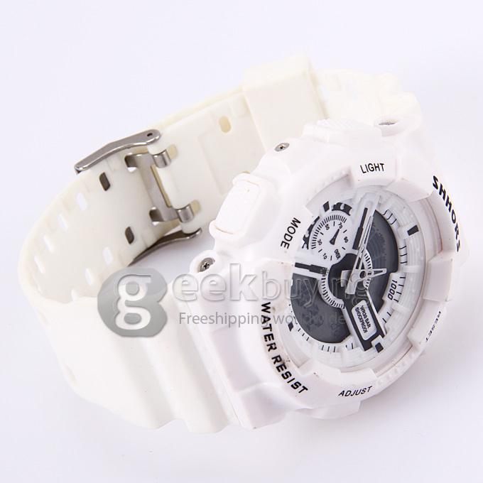 SHHORS SH-692B Unisex Fashion Sport Analog-Digital Quartz Wrist Watch - White