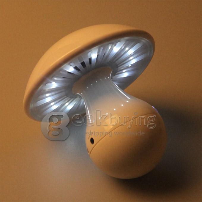 LED Mushroom Bluetooth Speaker Touch Sensor Sound Speaker TF MP3 Player LED Mushroom Desk Lamp - White