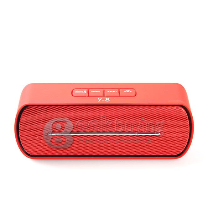 Y8 New Mini Sound Bluetooth Speaker with USB Disk TF Card Slot FM Handsfree - Red