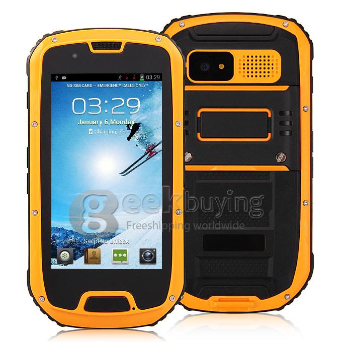 W63/S09 MTK6589 Quad Core 1.2Gzh Android 4.2 Smartphone 1GB RAM 4GB ROM Waterproof Dustproof Shockproof 3G/GPS - Yellow