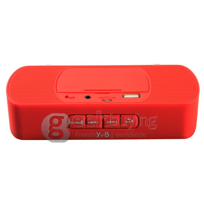 Y8 New Mini Sound Bluetooth Speaker with USB Disk TF Card Slot FM Handsfree - Red