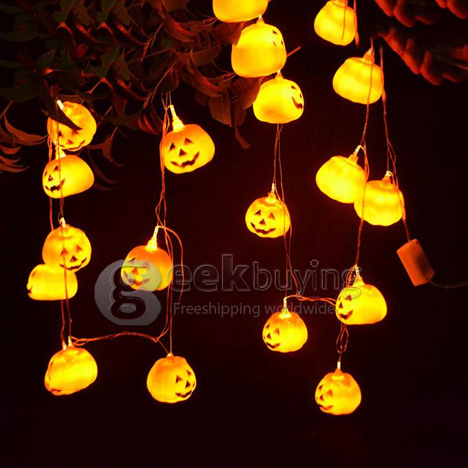 New Halloween Themed Pumpkin String Lights Fairy Decoration Jack Lights with 16 Lanterns - EU Plug