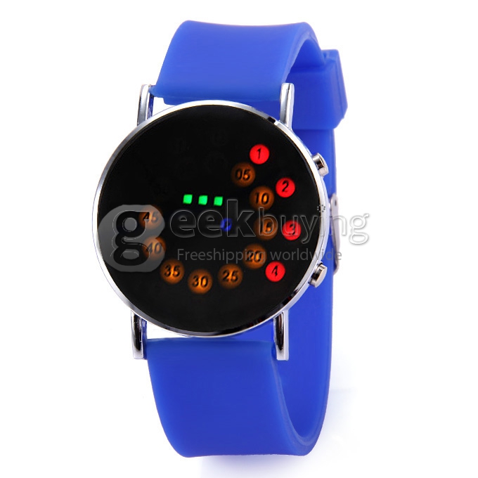 Fashion Unisex Colorful Silicone Strap LED Digital Wrist Watch - Blue
