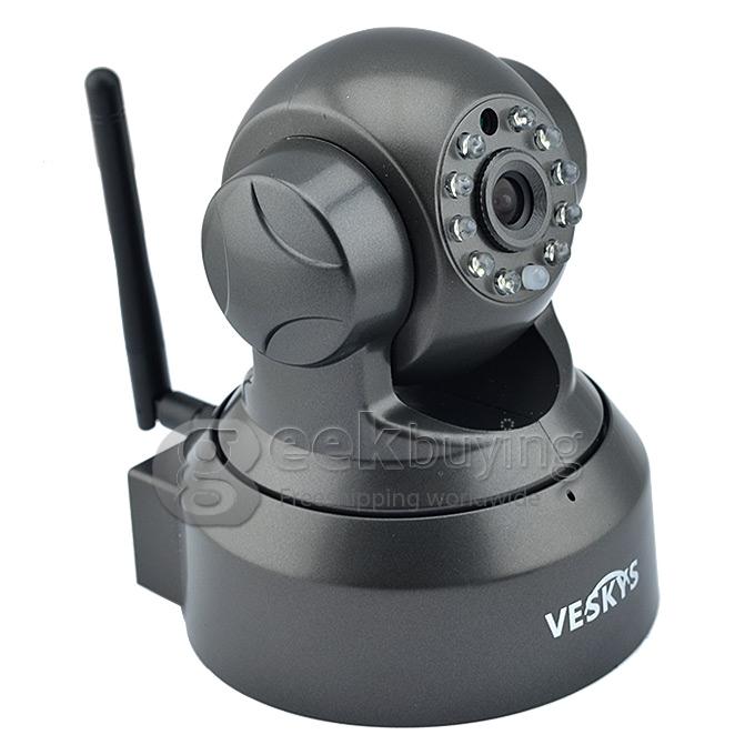 VESKYS S-T36 0.3MP P2P Surveillance IP Network Camera with Wi-Fi / TF Card Solt / 10-IR LED - Black