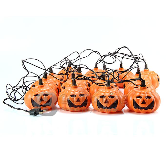 New Halloween Themed Pumpkin String Lights Fairy Decoration Jack Lights with 16 Lanterns - EU Plug