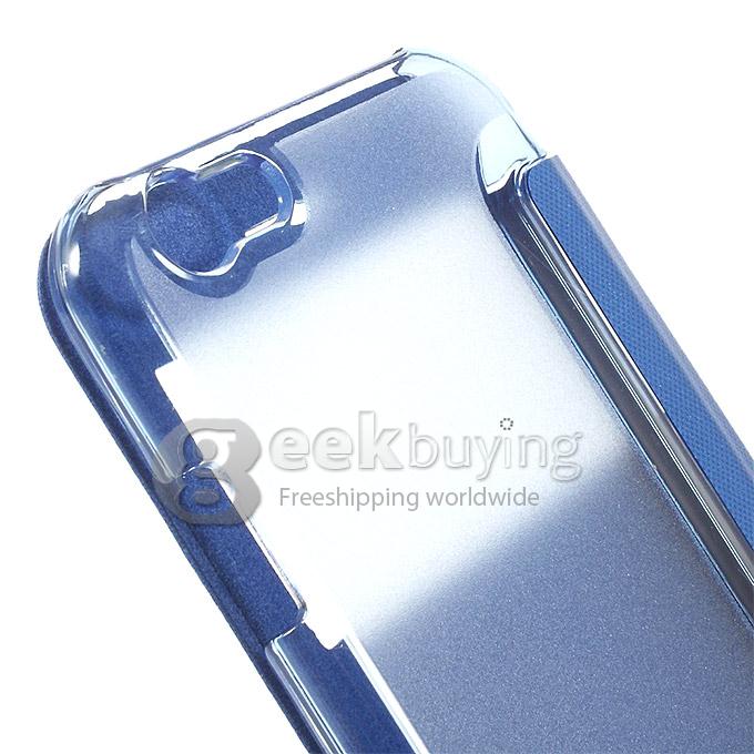 Brand View Window Front PU + Back PC Folio Leather Cover for iPhone 6 4.7 inch - Blue