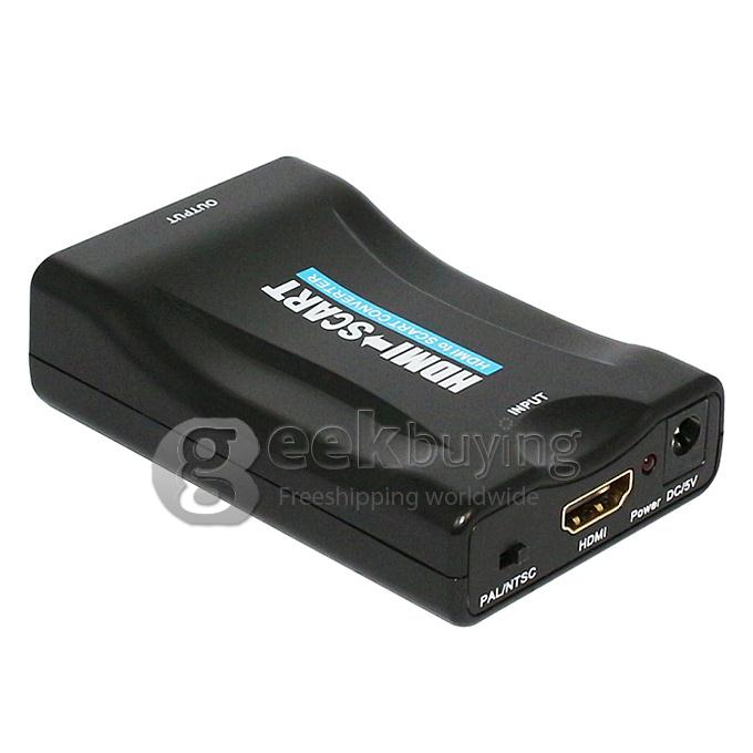 US Plug HDMI to SCART Composite Video Converter Stereo Audio Adapter SKY HD Blu-Ray