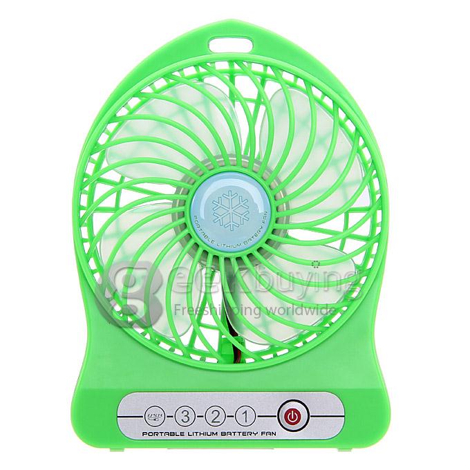 Super Big Wind Portable 3 Gears USB / Batery Fan with 2200mAh 16850 Lithium Battery Working Time 7.5 Hours - Green