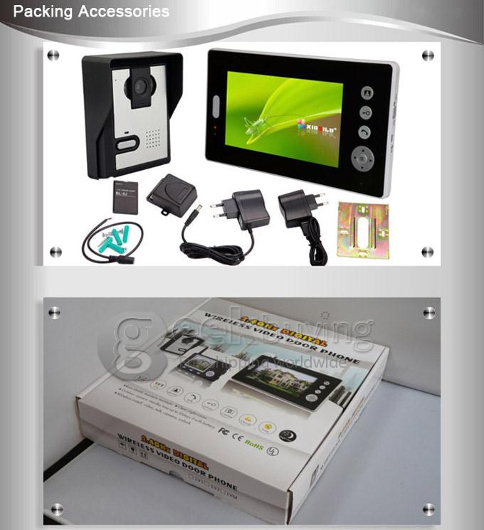 712GA 7 Inch TFT 2.4GHz Digital Wireless Video Door Phone 16 Chord Melodies Hands-free Talk Wireless Unlock