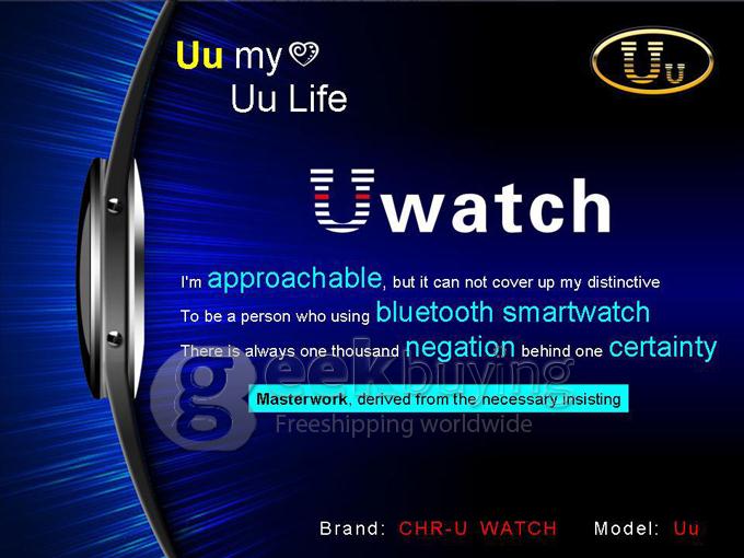 Uwatch Uu Waterproof Smart Bluetooth Watch Pedometer Multimedia Anti-lost Remote Capture for Voice Calls - White