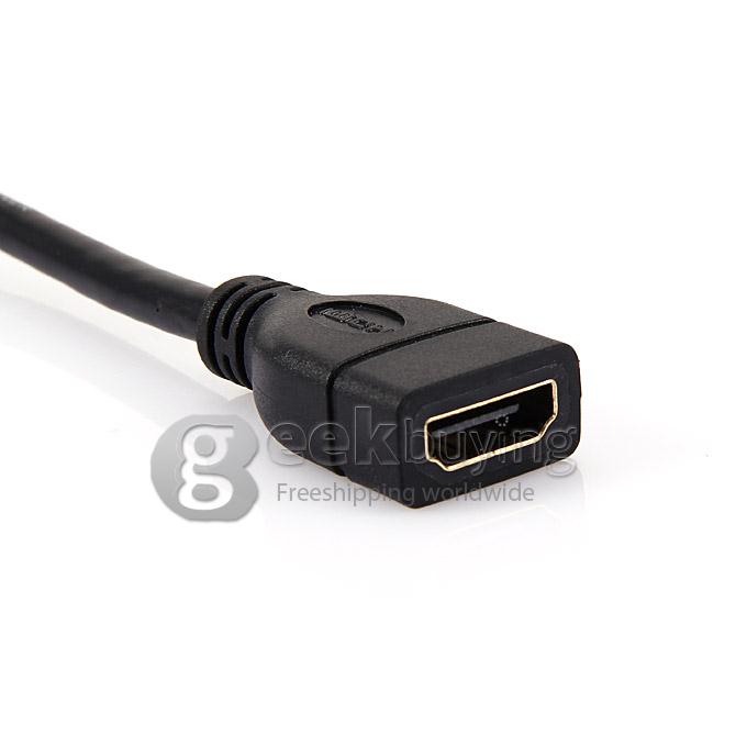 Mini HDMI Female to HDMI Male Extension Adapter Converter Cable 15cm - Black
