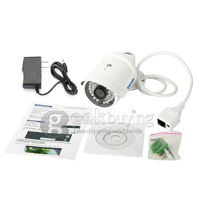 ESCAM QD320 H.264 720P Dual Stream 3.6MM Day / Night Waterproof IP Camera Support Motion Detection