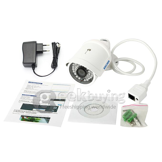 ESCAM QD320 H.264 720P Dual Stream 3.6MM Day / Night Waterproof IP Camera Support Motion Detection