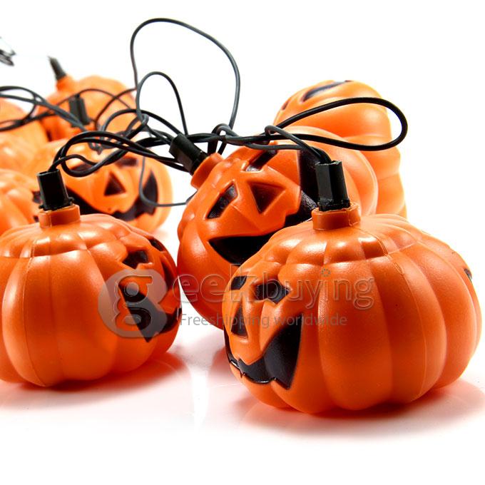 New Halloween Themed Pumpkin String Lights Fairy Decoration Jack Lights with 16 Lanterns - EU Plug