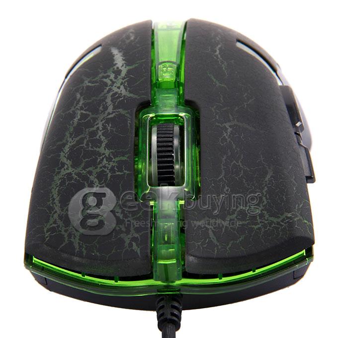 FC-5160 High Speed USB 3.0 Wired 800 / 1600 / 2400 / 3200dpi Optical Mouse with LED Light - Black + Green
