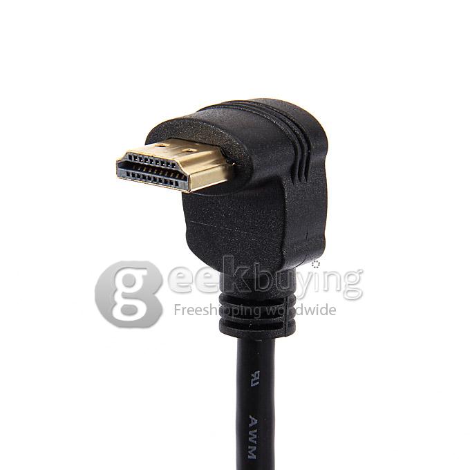 270 Degrees Right Angle HDMI Male to HDMI Female Adapter Converter Connector Cable 15cm - Black