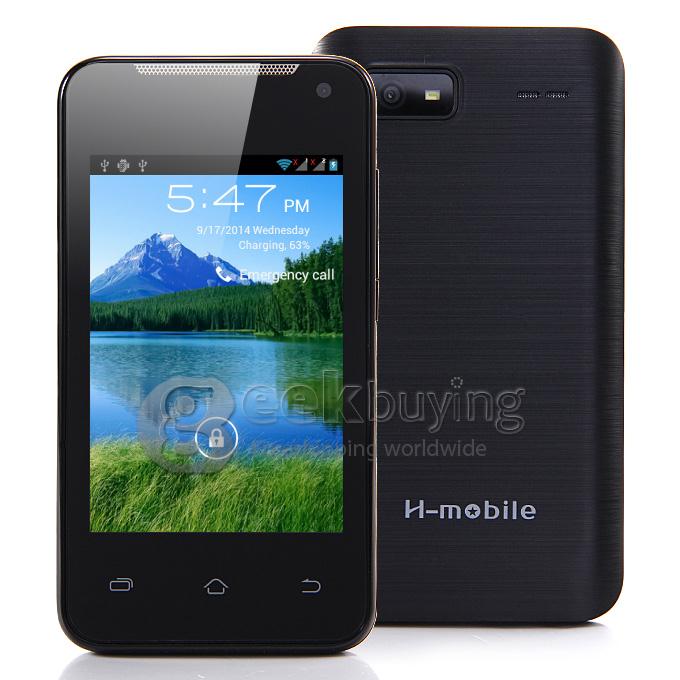H-mobile F1 MTK6572 Dual Core 1.0GHz Smartphone 3.5Inch 2.0MP Android 4.2 OS Bluetooth WIFI with Leather Sheath - Black