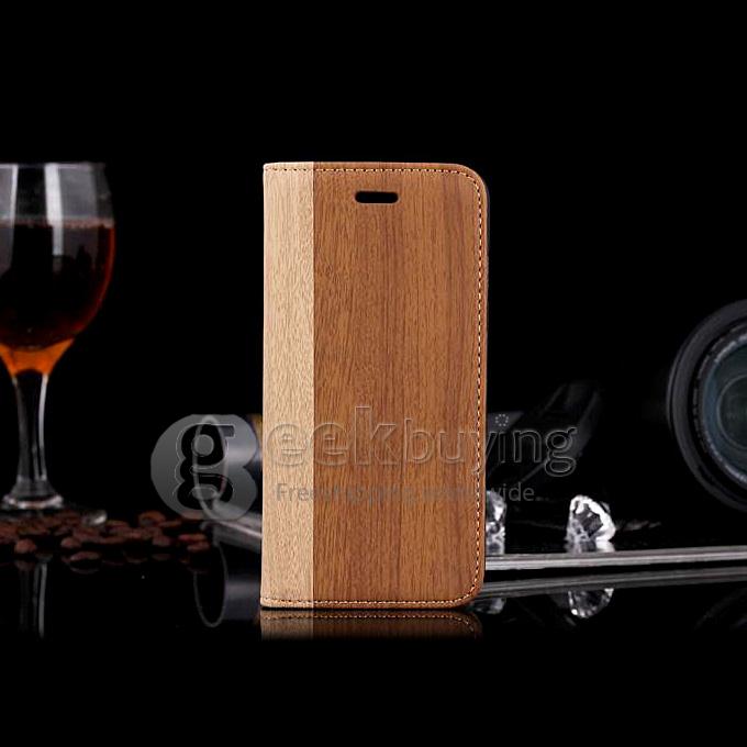 New Style Wooden Pattern Wallet High Quality Leather Case Cover for iPhone 6 Plus - Brown