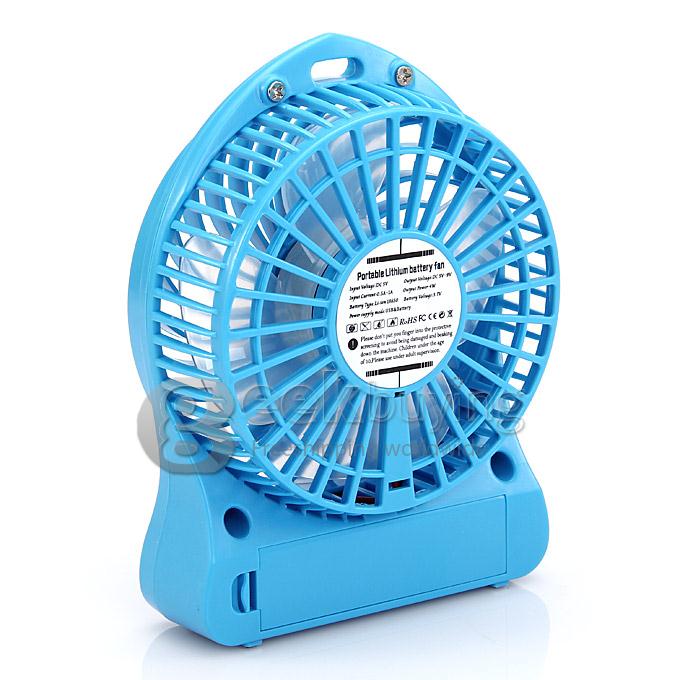 Super Big Wind Portable 3 Gears USB / Batery Fan with 2200mAh 16850 Lithium Battery Working Time 7.5 Hours - Blue