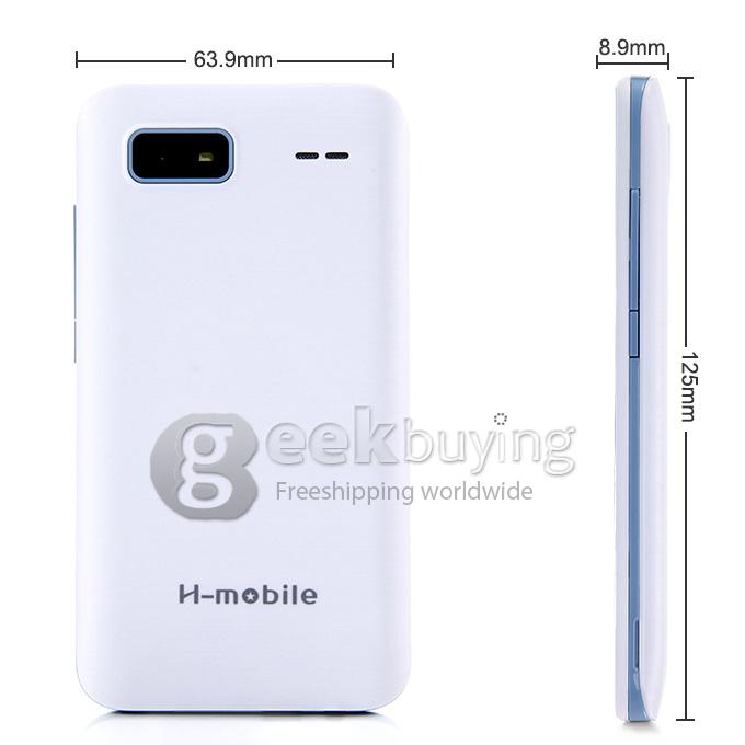 H-mobile F1 MTK6572 Dual Core 1.0GHz Smartphone 3.5Inch 2.0MP Android 4.2 OS Bluetooth WIFI with Leather Sheath - White