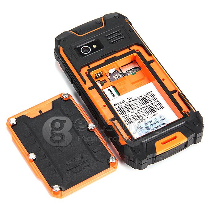 ZGPAX S9 MTK6572W Dual Core 1.3GHz Smartphone 4.5 Inch Waterproof Phone IP67 Walkietalkie Android 4.2 GPS/WIFI/Bluetooth - Black+Orange