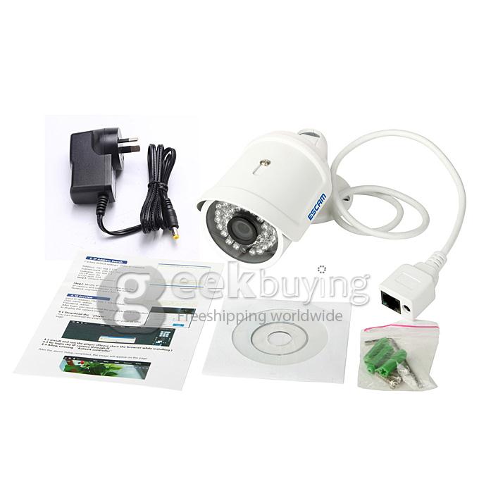 ESCAM QD320 H.264 720P Dual Stream 3.6MM Day / Night Waterproof IP Camera Support Motion Detection