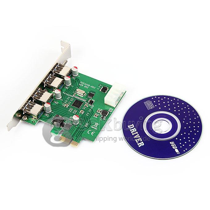 PCI-E Slot Card to USB 3.0 Hub Adapter Converter Female*4 - Black