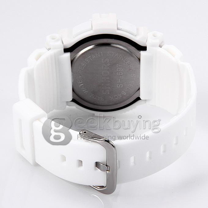 SHHORS SH-697 Unisex Fashion Sport LED Analog-Digital Quartz Wrist Watch - White