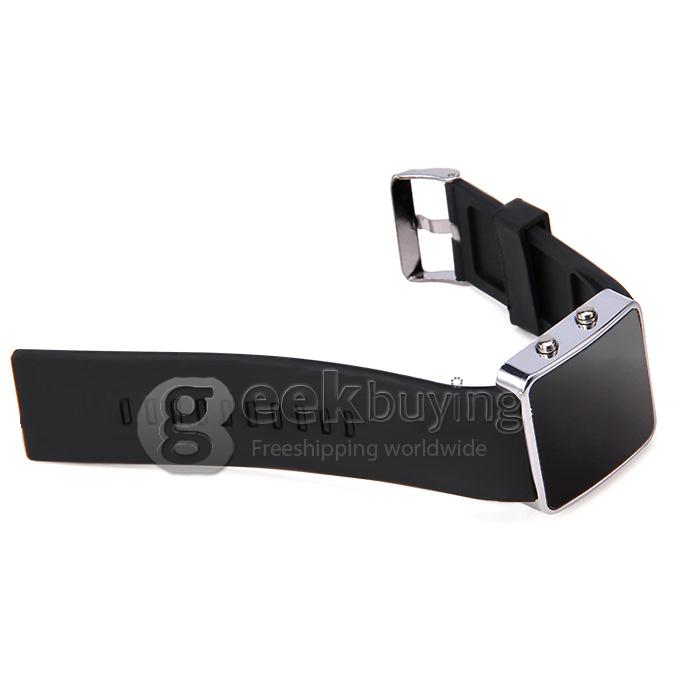 Silicone Band Red LED Digital Alloy Unisex Jelly Sport Style Wrist Watch - Black