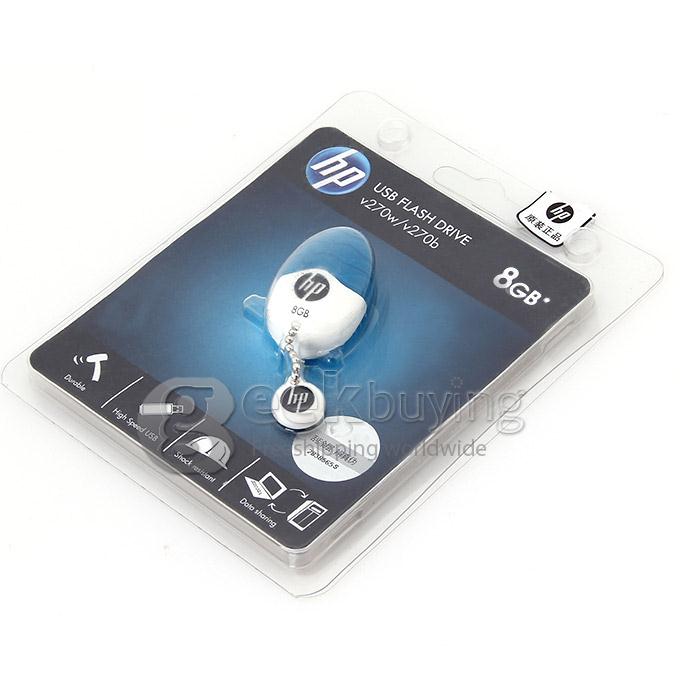 HP V270 Egg Shape 8GB USB 2.0 High Speed Flash Drive U Disk Memory Stick USB Drive with Keychain - Blue + White