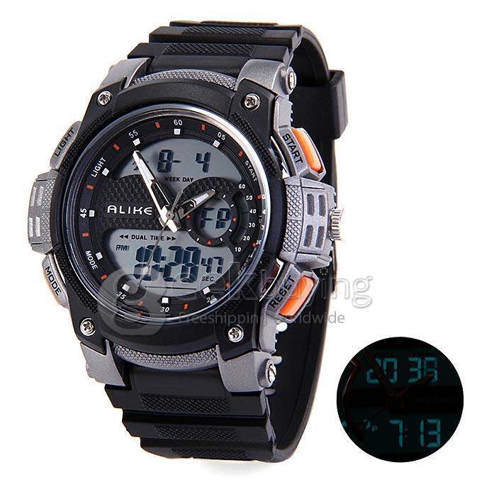 ALIKE AK1396 Unisex LED Digital Quartz Plastic Strap 50 Meters Waterproof Sport Utility Wrist Watch - Orange