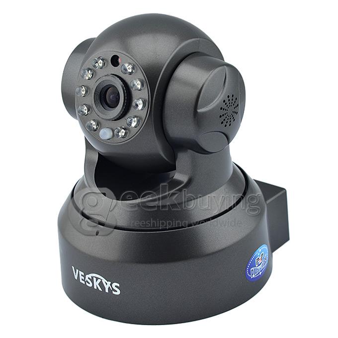 VESKYS S-T36 0.3MP P2P Surveillance IP Network Camera with Wi-Fi / TF Card Solt / 10-IR LED - Black
