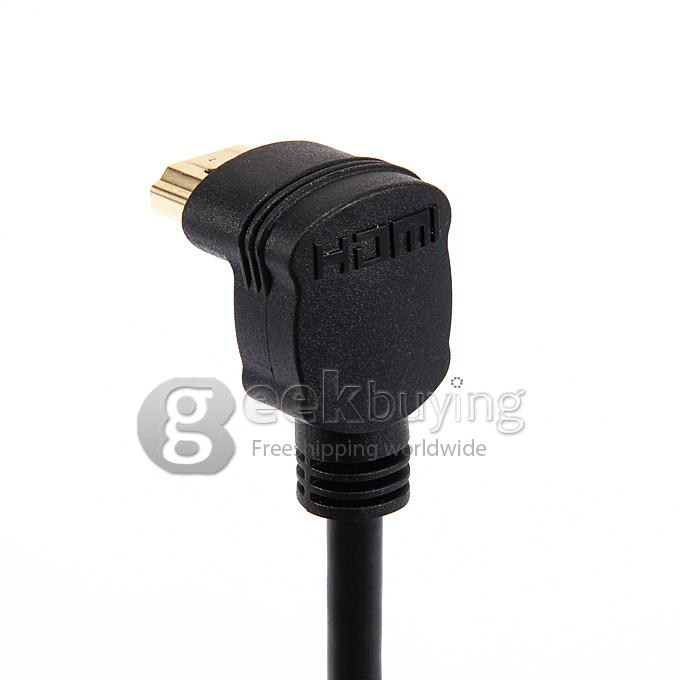270 Degrees Right Angle HDMI Male to HDMI Female Adapter Converter Connector Cable 15cm - Black