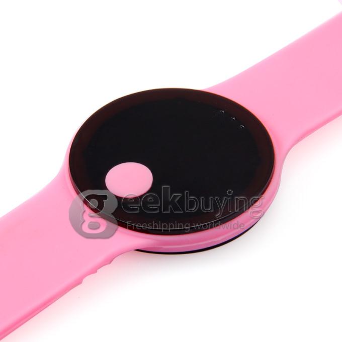 Unisex Rubber Band LED Digital Wrist Watch Timepiece with Touch Button - Pink