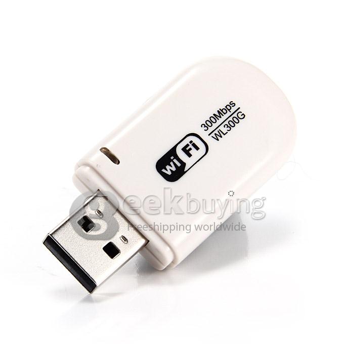 IEEE 802.11 b/g/n 2.4GHz USB 2.0 300Mbps High Speed Wireless WiFi Adapter Dongle for PC Laptop - White