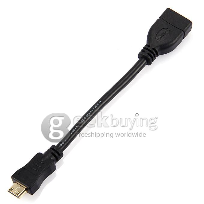 Mini HDMI Female to HDMI Male Extension Adapter Converter Cable 15cm - Black