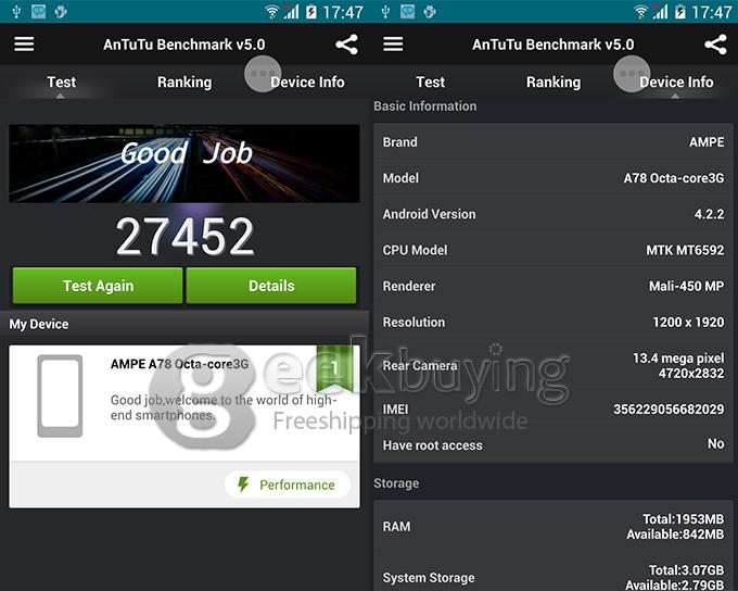 AMPE A78 MTK6592 Octa Core 1.7GHz 7 Inch 3G Phablet Android 4.2 OS IPS 2GB/16GB GPS 8.0MP + 13.0MP Bluetooth 4.0 - White