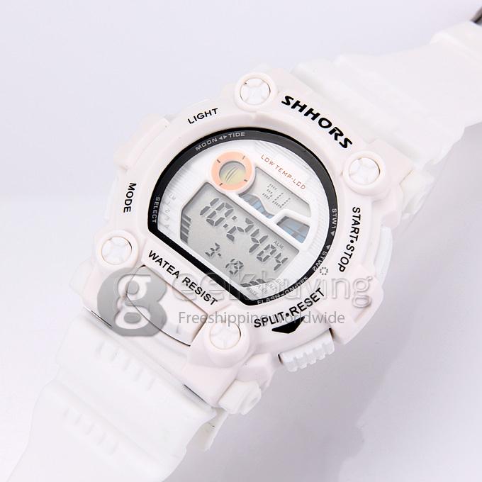 SHHORS SH-697 Unisex Fashion Sport LED Analog-Digital Quartz Wrist Watch - White