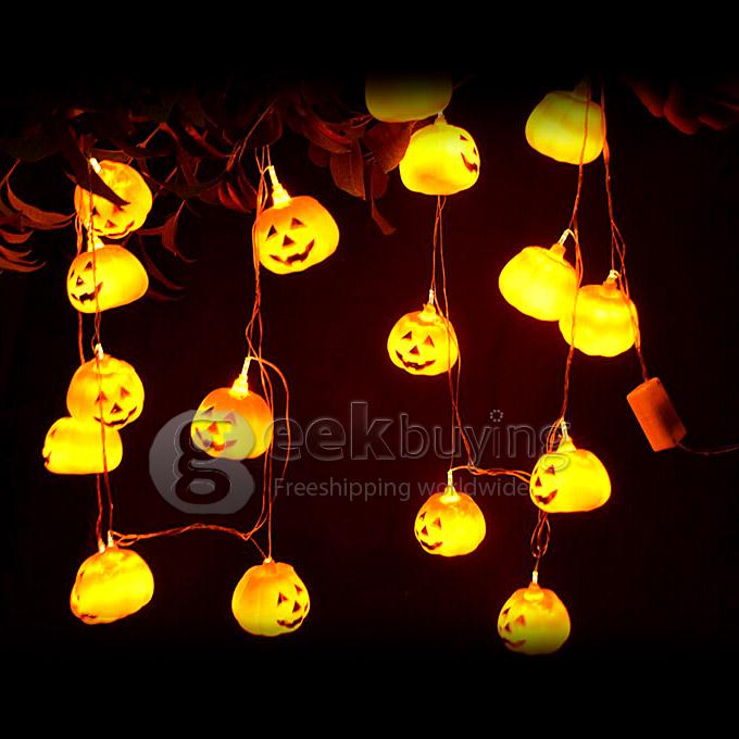 New Halloween Themed Pumpkin String Lights Fairy Decoration Jack Lights with 16 Lanterns - EU Plug