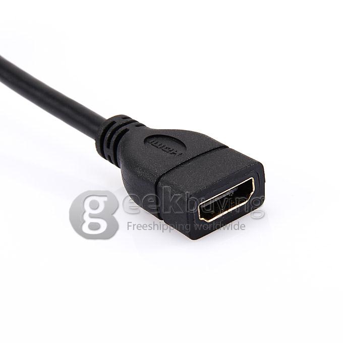 270 Degrees Right Angle HDMI Male to HDMI Female Adapter Converter Connector Cable 15cm - Black