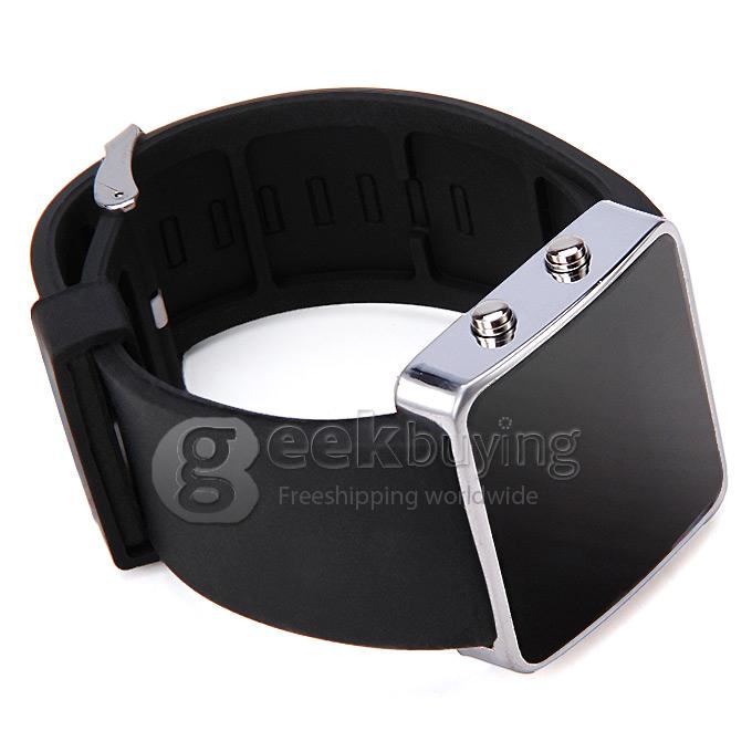 Silicone Band Red LED Digital Alloy Unisex Jelly Sport Style Wrist Watch - Black