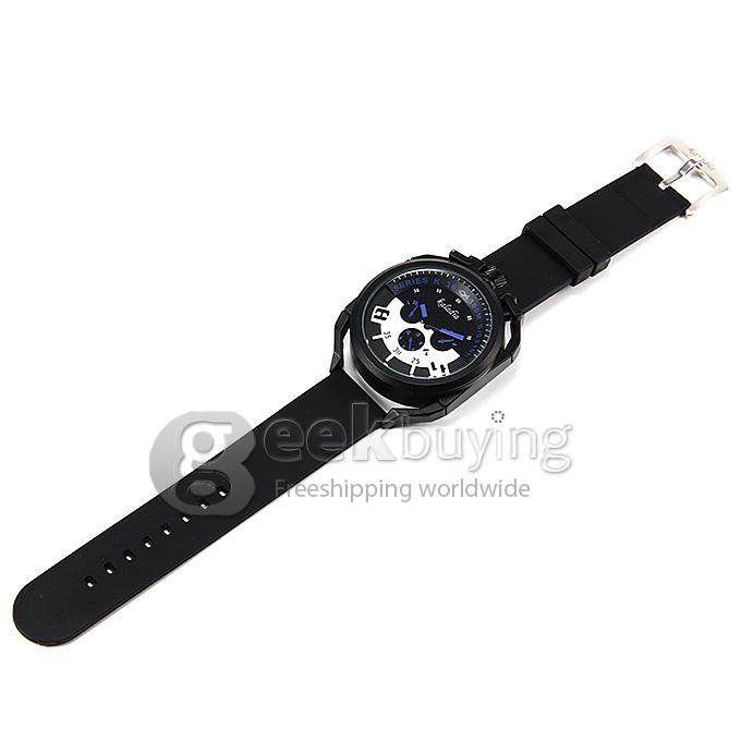 Kaladia 8908 Fashion PU Strap Analog Quartz Sport Wrist Watch for Man - Blue